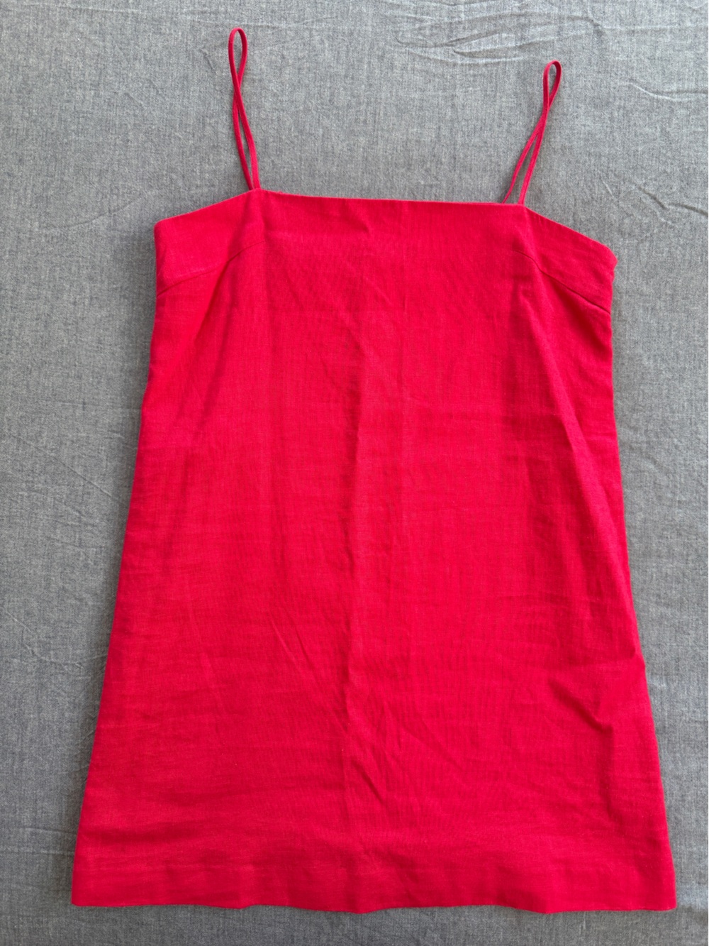 Women’s Red Spaghetti Strap Linen Dress